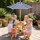 Kids Picnic Table with Stools and Foldable Adjustable Umbrella for Backyard and Patio by DirectDeals