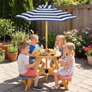 Kids Picnic Table with Stools and Foldable Adjustable Umbrella for Backyard and Patio by LJGDeals