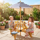 Kids Picnic Table with Stools and Foldable Adjustable Umbrella for Backyard and Patio by DirectDeals