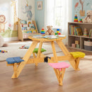 Kids Picnic Table with Stools and Foldable Adjustable Umbrella for Backyard and Patio by LJGDeals