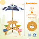 Kids Picnic Table with Stools and Foldable Adjustable Umbrella for Backyard and Patio
