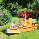 Kids Pirate Boat Wooden Sandbox Children Outdoor Playset by LJGDeals