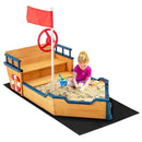 Kids Pirate Boat Wooden Sandbox Children Outdoor Playset by LJGDeals