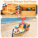 Kids Pirate Boat Wooden Sandbox Children Outdoor Playset by LJGDeals