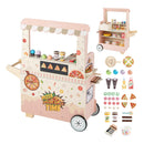 Kids Pizza Food Truck Wooden Pretend Play Snack Cart with Oven-Pink