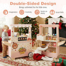 Kids Pizza Food Truck Wooden Pretend Play Snack Cart with Oven-Pink by LJGDeals