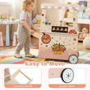 Kids Pizza Food Truck Wooden Pretend Play Snack Cart with Oven-Pink by LJGDeals