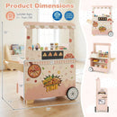 Kids Pizza Food Truck Wooden Pretend Play Snack Cart with Oven-Pink by LJGDeals
