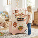 Kids Pizza Food Truck Wooden Pretend Play Snack Cart with Oven-Pink by LJGDeals