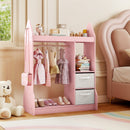 Kids Play Armoire Dresser with Cloth Hanger-Pink