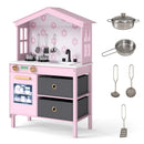 Kids Play Kitchen Children Toy Kitchen Playset with 2 Stoves and Rotation Knobs