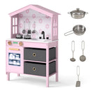 Kids Play Kitchen Children Toy Kitchen Playset with 2 Stoves and Rotation Knobs by LJGDeals
