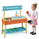 Kids Play Kitchen Set Wooden Kitchen Playset Chef Pretend Mud Kitchen-Blue by LJGDeals