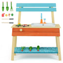 Kids Play Kitchen Set Wooden Kitchen Playset Chef Pretend Mud Kitchen-Blue by LJGDeals