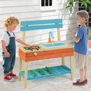 Kids Play Kitchen Set Wooden Kitchen Playset Chef Pretend Mud Kitchen-Blue by LJGDeals