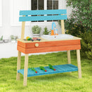 Kids Play Kitchen Set Wooden Kitchen Playset Chef Pretend Mud Kitchen-Blue