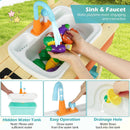 Kids Play Kitchen Set Wooden Kitchen Playset Chef Pretend Mud Kitchen-Blue by LJGDeals