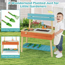 Kids Play Kitchen Set Wooden Kitchen Playset Chef Pretend Mud Kitchen-Blue by LJGDeals