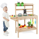 Kids Play Kitchen Set Wooden Kitchen Playset with Stoves for Boys Girls 3+