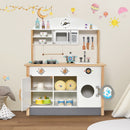 Wooden Pretend Kids Play Kitchen Set with Cooking Accessories