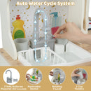 Kids Play Kitchen Wooden Corner Kitchen Playset with Working Faucet and Sink-Beige