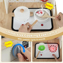Kids Play Kitchen Wooden Corner Kitchen Playset with Working Faucet and Sink-Beige by LJGDeals