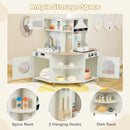 Kids Play Kitchen Wooden Corner Kitchen Playset with Working Faucet and Sink-Beige by LJGDeals