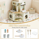Kids Play Kitchen Wooden Corner Kitchen Playset with Working Faucet and Sink-Beige by LJGDeals