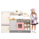 Kids Play Kitchen Set with Realistic Range Hood and Refrigerator by LJGDeals