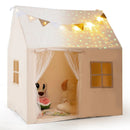 Kids Play Tent Large Playhouse with Glow in the Dark Stars and Mat-Beige by LJGDeals