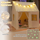 Kids Play Tent Large Playhouse with Glow in the Dark Stars and Mat-Beige by LJGDeals