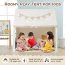 Kids Play Tent Large Playhouse with Padded Mat and 2 Breathable Windows-Beige by LJGDeals