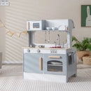 Double Sided Kids Pretend Kitchen Playset with 2-Seat Cafe-Gray by LJGDeals