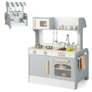 Double Sided Kids Pretend Kitchen Playset with 2-Seat Cafe-Gray by LJGDeals