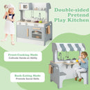 Double Sided Kids Pretend Kitchen Playset with 2-Seat Cafe-Gray by LJGDeals