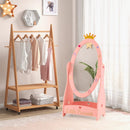 Kids Full Length Mirror with 360 Degree Rotatable Design and Shelf-Pink by LJGDeals