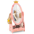 Kids Full Length Mirror with 360 Degree Rotatable Design and Shelf-Pink by LJGDeals