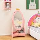 Kids Full Length Mirror with 360 Degree Rotatable Design and Shelf-Pink by LJGDeals