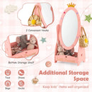 Kids Full Length Mirror with 360 Degree Rotatable Design and Shelf-Pink by LJGDeals