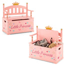 2-In-1 Kids Princess Wooden Toy Box with Safe Hinged Lid-Pink by LJGDeals