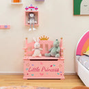 2-In-1 Kids Princess Wooden Toy Box with Safe Hinged Lid-Pink by LJGDeals