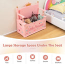 2-In-1 Kids Princess Wooden Toy Box with Safe Hinged Lid-Pink by LJGDeals