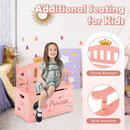 2-In-1 Kids Princess Wooden Toy Box with Safe Hinged Lid-Pink by LJGDeals