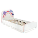 Kids Twin Size Upholstered Platform Wooden Bed with Rainbow Pattern by LJGDeals
