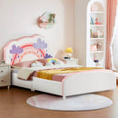 Kids Twin Size Upholstered Platform Wooden Bed with Rainbow Pattern by LJGDeals