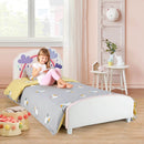 Kids Twin Size Upholstered Platform Wooden Bed with Rainbow Pattern by LJGDeals