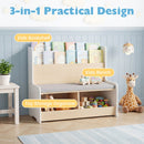 Kids Reading Nook with Bench Bookshelf and 2 Cubbies