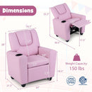 Kids Recliner Chair Push Back Toddler Reclining Armchair with Cup Holder