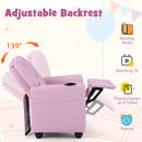 Kids Recliner Chair Push Back Toddler Reclining Armchair with Cup Holder