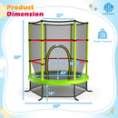 55 Inch Kids Recreational Trampoline Bouncing Jumping Mat with Enclosure Net-Green